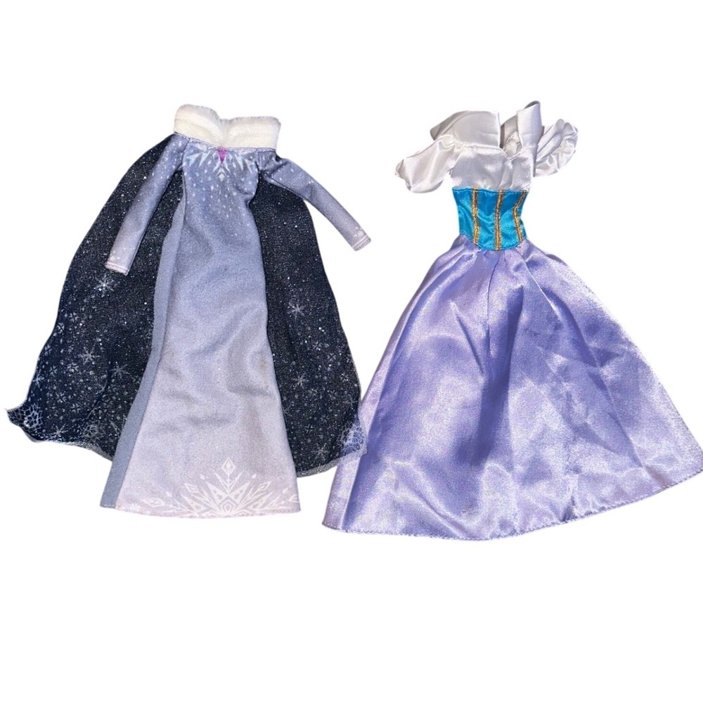 Disney Princess Doll Clothes Elsa Frozen Gown Ariel Mermaid Purple Dress Lot 2pc